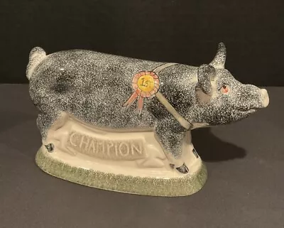 Buy Vintage Rye Pottery Black Dark Gray Champion Pig 1st Place Signed  Figurine EUC • 51.41£