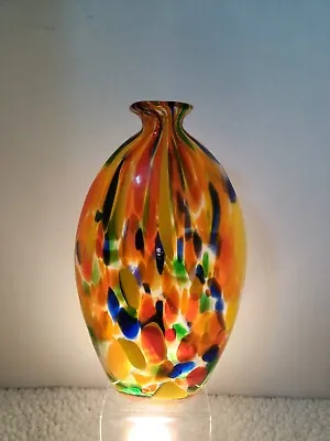 Buy Vintage Studio Art Glass Vase W/Multicolor Splatter Design • 39.69£
