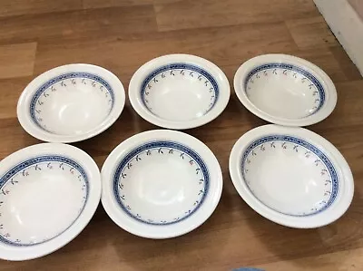 Buy 6 X Staffordshire Tableware-  Dessert Plates White Blue - Freepost Uk • 14.99£