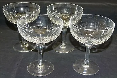 Buy  Stuart England Kent Cut Glass 4 Saucer Champagnes 4 7/8  • 48.15£