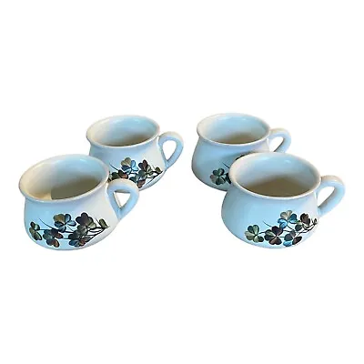 Buy Vintage Denby Stoneware Shamrock /Clover Pattern Tea Cups 4 • 28.81£