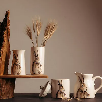 Buy Decorative Ceramic Vase Cream Beige Sketched Hare Vase Woodland Home Decor • 45.99£