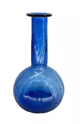 Buy Vintage Cobalt Blue Blown Glass Vase Spiral Neck 12  Height • 85.05£