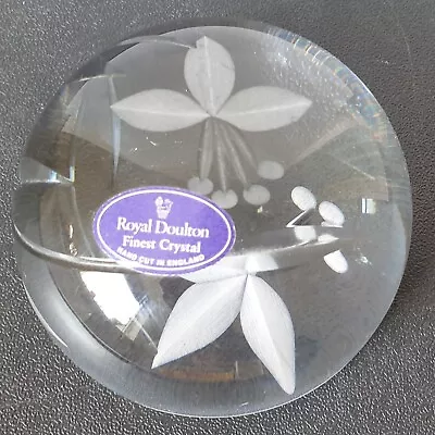Buy Royal Doulton Fine Crystal Clear Floral Etched Dome Paperweight - Perfect • 10£