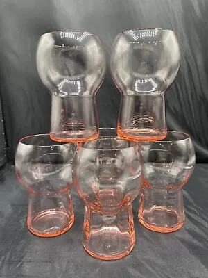 Buy Vtg Pink Depression Tumbler Glasses Set Of 6 Bar Ware Cocktail Party Bubble Top • 45.41£