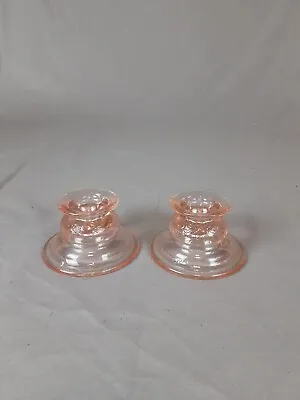 Buy Vintage 1930's Federal Depression Glass Madrid Pink Taper Candle Holders A Pair • 20.25£