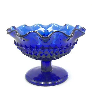 Buy Vintage Pressed Glass Footed Bowl Compote Bonbon Sweet Dish Cobalt Blue • 13.90£