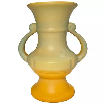Buy Vintage 1933 RumRill Pottery 368 Goldenrod Green Over Orange Double Handled Vase • 71.04£