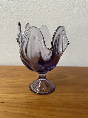 Buy Vintage Viking Glass Lilac Teaberry Purple Six Petal Handkerchief Swung Vase MCM • 80.26£