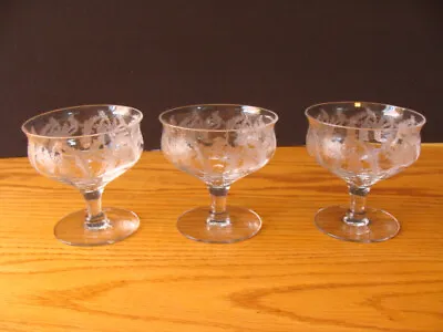 Buy Antique Central Glass Thistle Pattern Stem 528, 3 Low Sherbet 3 1/2  Circa 1910 • 14.46£