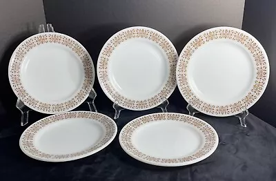 Buy SET (5) Pyrex Tableware By Corning COPPER FILIGREE 9  Plates (Small Chips On 3) • 14.40£