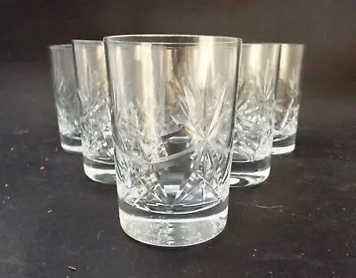 Buy Set Of 6 Vintage Cut Crystal Whisky Tumblers Glasses - Small • 30£