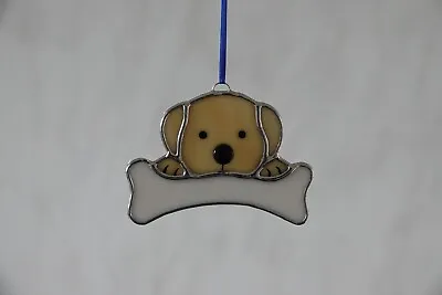 Buy Stained Glass Dog/Puppy Cream Head & Bone Golden Retriever Suncatcher Gift/Decor • 20£