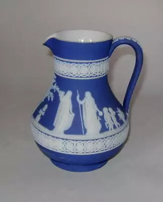 Buy Antique Wedgwood Jasperware Jug : Early Blue Dipped With Classical Scenes • 26£