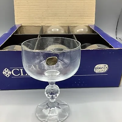 Buy CLAUDIA Bohemia 6-CHAMPAGNE Glasses 9oz Clear Lead Crystal Glass Ball Stem Czech • 35.54£