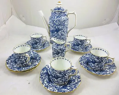Buy Vintage/ Antique - Royal Crown Derby - 'Peacock' - Blue / White Coffee Set - Som • 39.99£