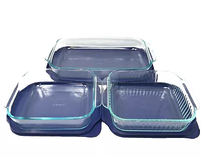 Buy 3 Vintage PYREX Clear Glass Casserole/Baking Dish's W/Lids (3) #222 (2) #233 • 72.06£