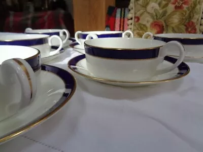 Buy Coalport  Carlton -  6 X Twin Handle Soup Bowls With Stands   Made In England • 80£