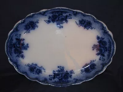 Buy F & Sons, Florida Burslem, Large Flow Blue Oval Serving Plate, With Blue Flower • 4£