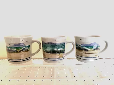 Buy Three Highland Stoneware Half-pint Mugs - Seascape Pattern - Late 1990s • 42£