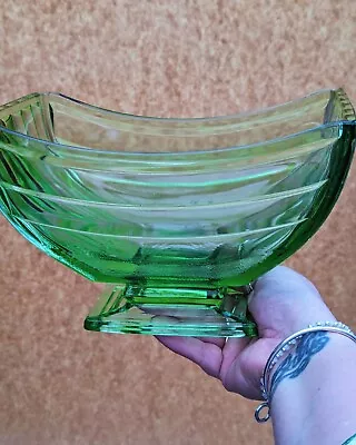 Buy Art Deco Green Glass Serving Bowl • 20£