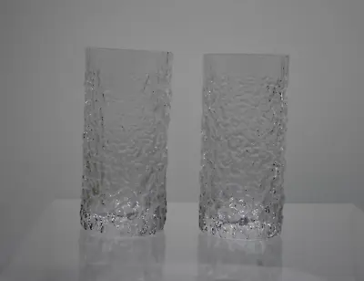 Buy Pair Of Textured Whitefriars Glacier Highball Glasses Geoffrey Baxter • 14.99£