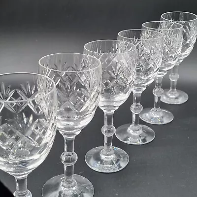 Buy Royal Doulton Crystal Georgian Cut Wine Hock Glasses 6.5  Tall Set Of 6 • 59.99£