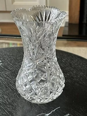 Buy Vintage Heavy Thick Cut Glass Flower Vase • 6.99£