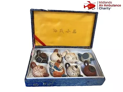 Buy Vintage Chinese Miniature Yixing Clay Teapots X8 Boxed Collectible Ceramic  • 30£