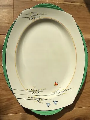 Buy Burleigh Ware Butterfly Hand Painted Art Deco Oval Carving Serving Plate 14.5'' • 99£