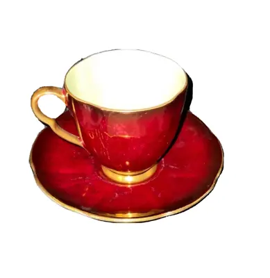 Buy Vintage Carlton Ware Red Rouge Royale Demitasse England Tea Cup Saucer Set BX17 • 23.70£