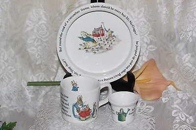 Buy Wedgwood Beatrix Potter Peter Rabbit 3 Piece Nursery Set Bowl Cup & Juice Glass • 28.40£