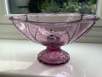 Buy IKEA BOWL Amethyst Pink Purple Pedestal Bowl Flower Shape Glass Vintage • 10£