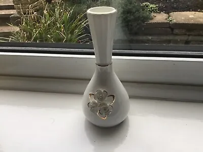 Buy Fine Bone China Royal Staffordshire White Vase With Flowers And Gilt Trim • 2.99£