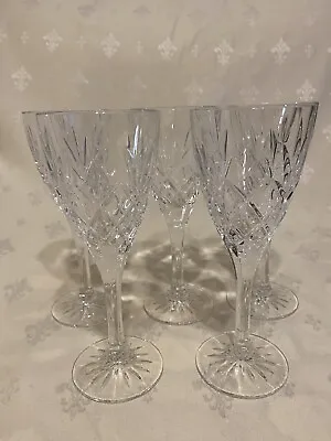 Buy 5 X Beautiful Quality Crystal Cut Royal Doulton? Glass Wine Glasses • 39.99£