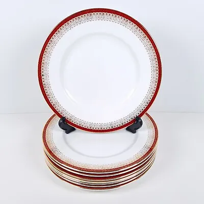 Buy Royal Grafton Majestic Dinner Plates 27cm Red Maroon Vintage Bone China X 8 • 39.99£