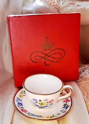Buy Vintage Spode England Fine Bone China Miniature Cup & Saucer Red Box Flowers • 15.99£