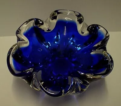 Buy Vintage Bohemian Art Glass Cobalt Blue Bowl (SP16) • 30£