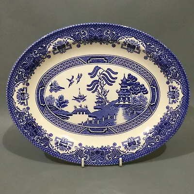 Buy English Ironstone Tableware “ Old Willow “ Blue & White Steak Plate • 7.95£