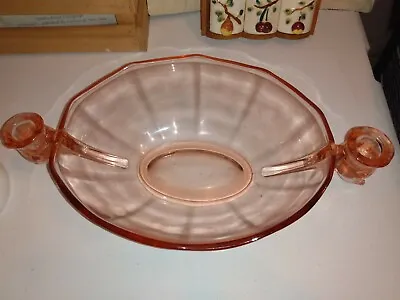 Buy Rare Pink Depression Bowl With Candle Holders • 28.44£