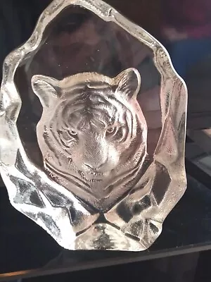 Buy Crystal Glass Tiger Paperweight Sculpture Labelled Crystal Clear Collectables • 14£