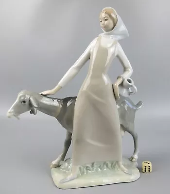Buy Lladro 4590 Girl With Pitcher & Goat. Large Figurine. Vintage Porcelain. 10.75  • 79.99£