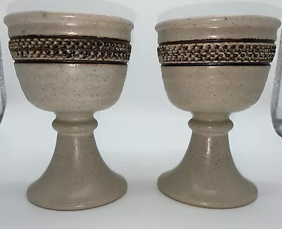 Buy 2 Purbeck Pottery “Portland” Wine/water Chalices England • 30.31£