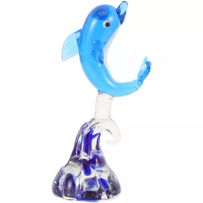 Buy Crystal Glass Dolphin Figurine Hand Blown Sea Animal Sculpture Desktop Ornament • 10.39£