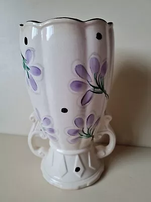 Buy Arthur Wood Tempo Vase 4594 Trophy Shape Floral Flowers Crazing Stains 21cm Tall • 19.99£