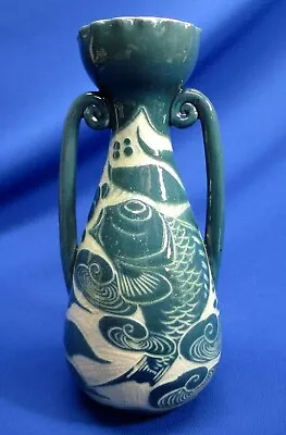 Buy Wonderful Lauder Barum Raised Relief Fish  9.25 H Pottery  Vase Signed • 125.34£