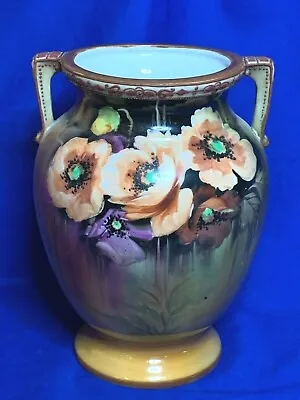 Buy Noritake Nippon China Hand Painted Pansy Vase Moriage Handles • 42.68£