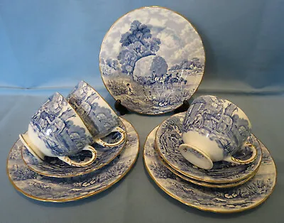 Buy Rare Vintage H M Sutherland Rural Scenes Bone China Tea Trios X3 • 18.50£
