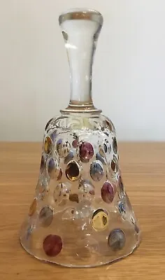 Buy Vintage - Crystal Glass Bell Ornament - Indented With Coloured And Gold Spots • 2.99£