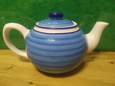 Buy Medium Size Blue And White Ring Teapot Pottery Nice Condition • 7.50£